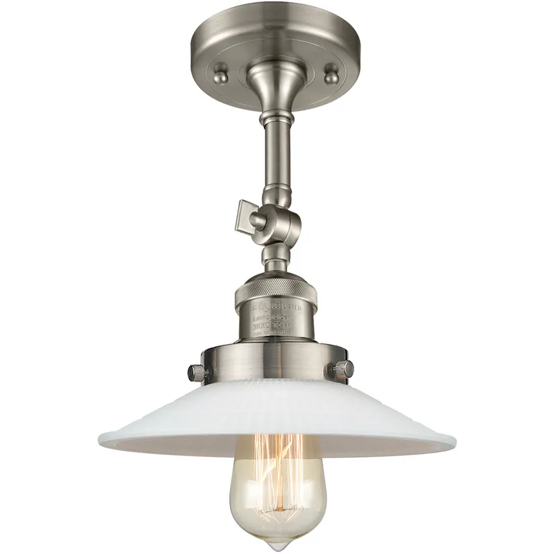 Franklin Restoration Halophane LED 8.5 inch Brushed Satin Nickel Sconce Wall Light in Matte White Halophane Glass, Franklin Restoration