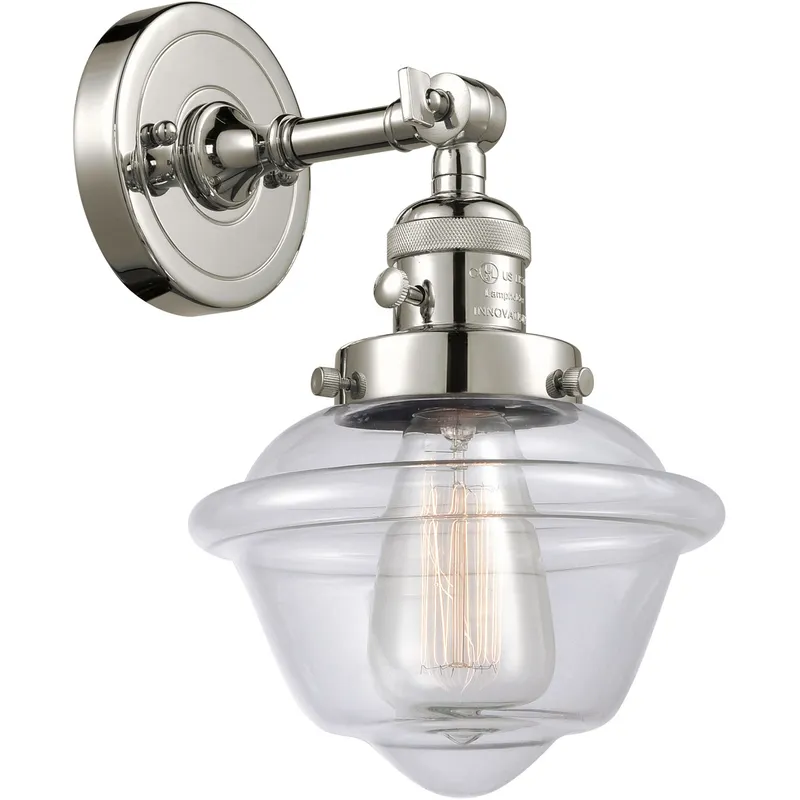 Franklin Restoration Small Oxford 1 Light 8 inch Polished Nickel Sconce Wall Light in Clear Glass, Franklin Restoration