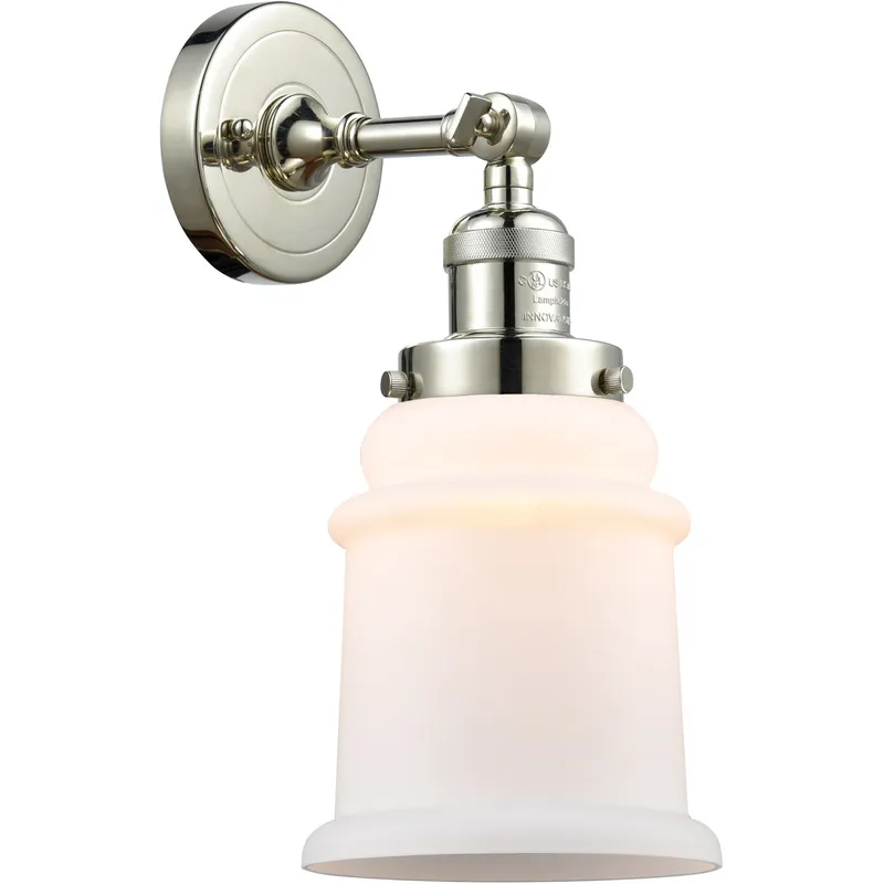 Franklin Restoration Canton LED 7 inch Polished Nickel Sconce Wall Light in Matte White Glass, Franklin Restoration