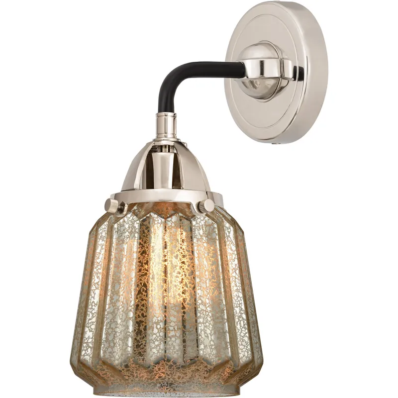 Nouveau 2 Chatham 1 Light 6 inch Black Polished Nickel Sconce Wall Light in Mercury Glass