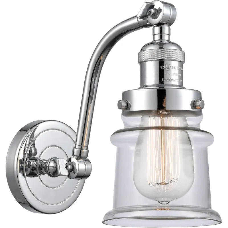 Franklin Restoration Small Canton LED 6.5 inch Polished Chrome Sconce Wall Light in Clear Glass, Franklin Restoration