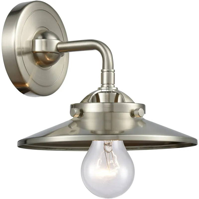 Nouveau Railroad LED 8 inch Brushed Satin Nickel Sconce Wall Light, Nouveau