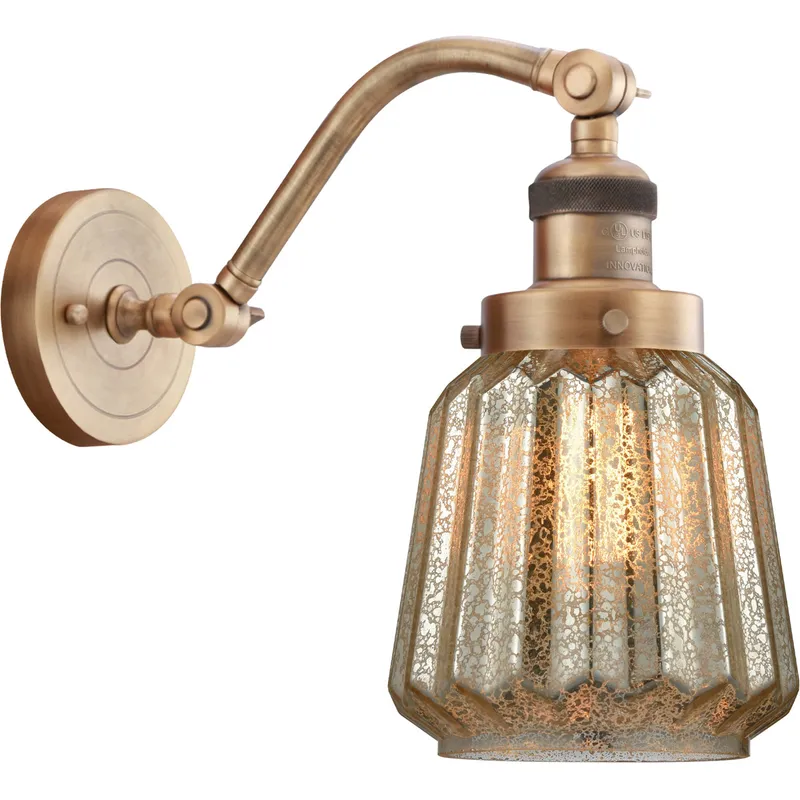 Franklin Restoration Chatham LED 6 inch Brushed Brass Sconce Wall Light in Mercury Glass, Franklin Restoration