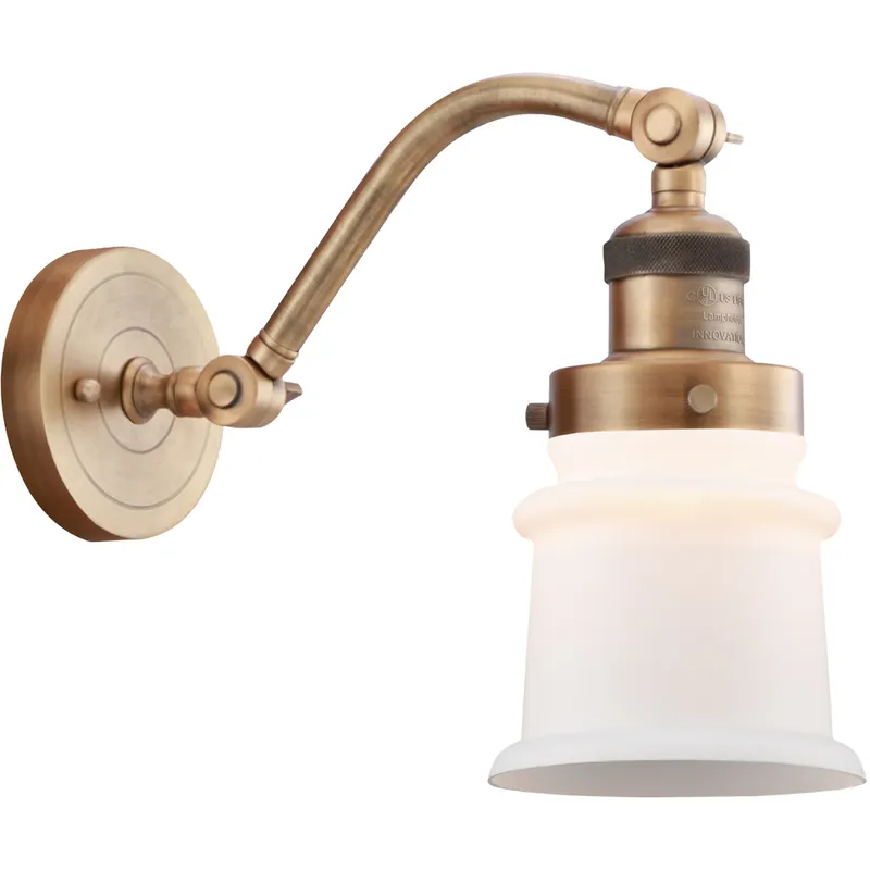 Franklin Restoration Small Canton LED 6.5 inch Brushed Brass Sconce Wall Light in Matte White Glass, Franklin Restoration
