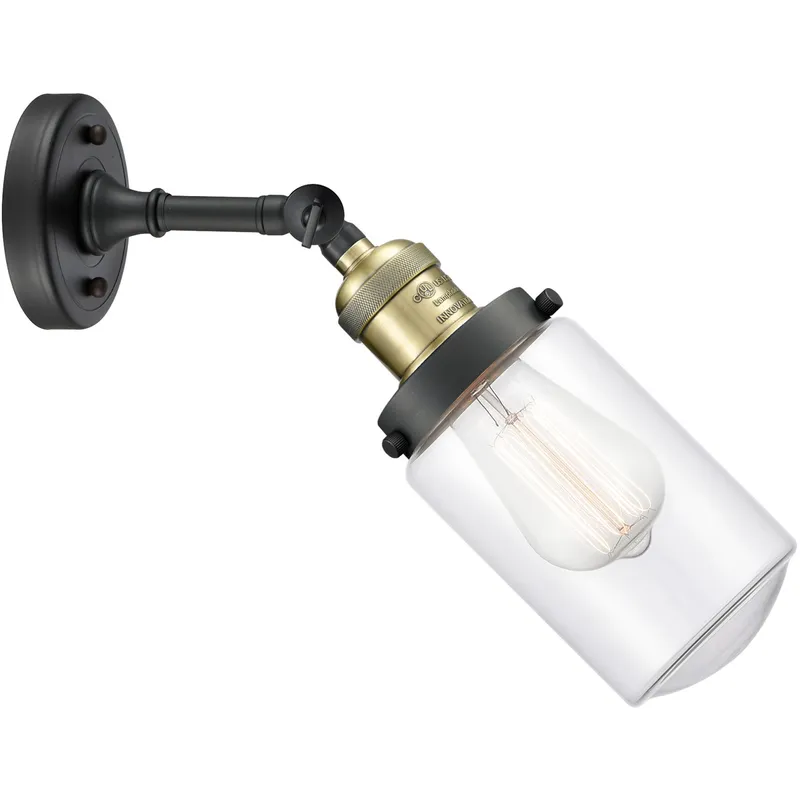 Franklin Restoration Dover LED 5 inch Black Antique Brass Sconce Wall Light in Clear Glass, Franklin Restoration