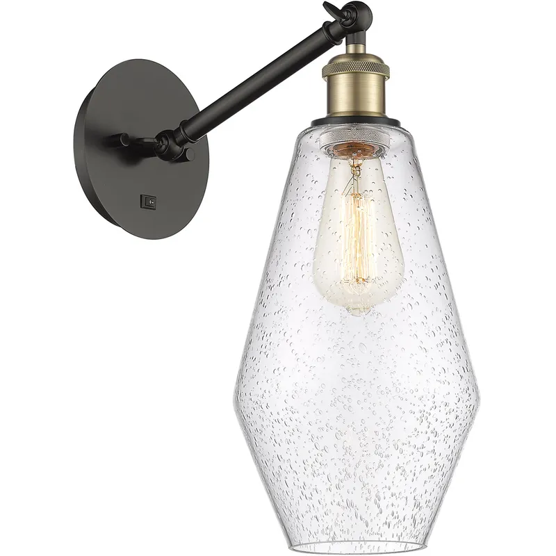 Ballston Cindyrella 1 Light 7 inch Black Antique Brass Sconce Wall Light in Seedy Glass