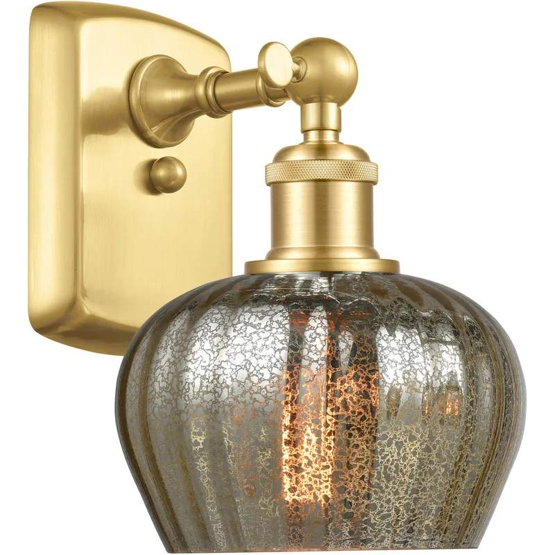 Ballston Fenton LED 7 inch Satin Gold Sconce Wall Light in Mercury Glass, Ballston