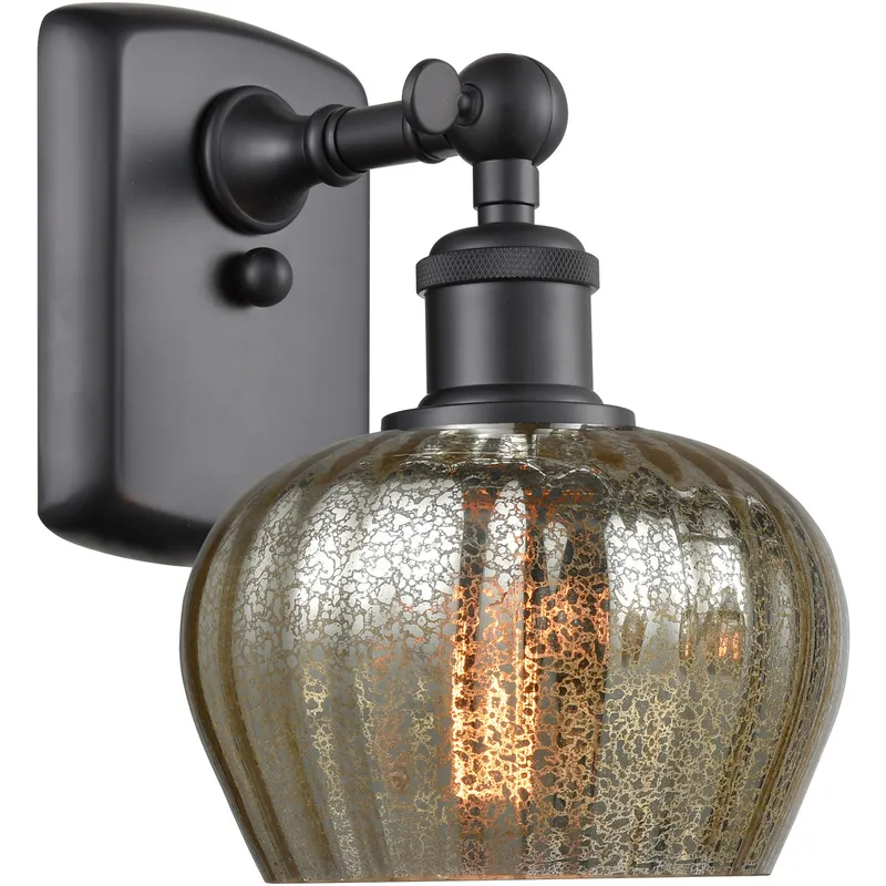 Ballston Fenton LED 7 inch Matte Black Sconce Wall Light in Mercury Glass, Ballston