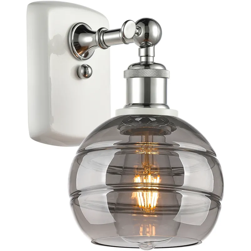 Ballston Rochester 1 Light 5.88 inch White Polished Chrome Sconce Wall Light
