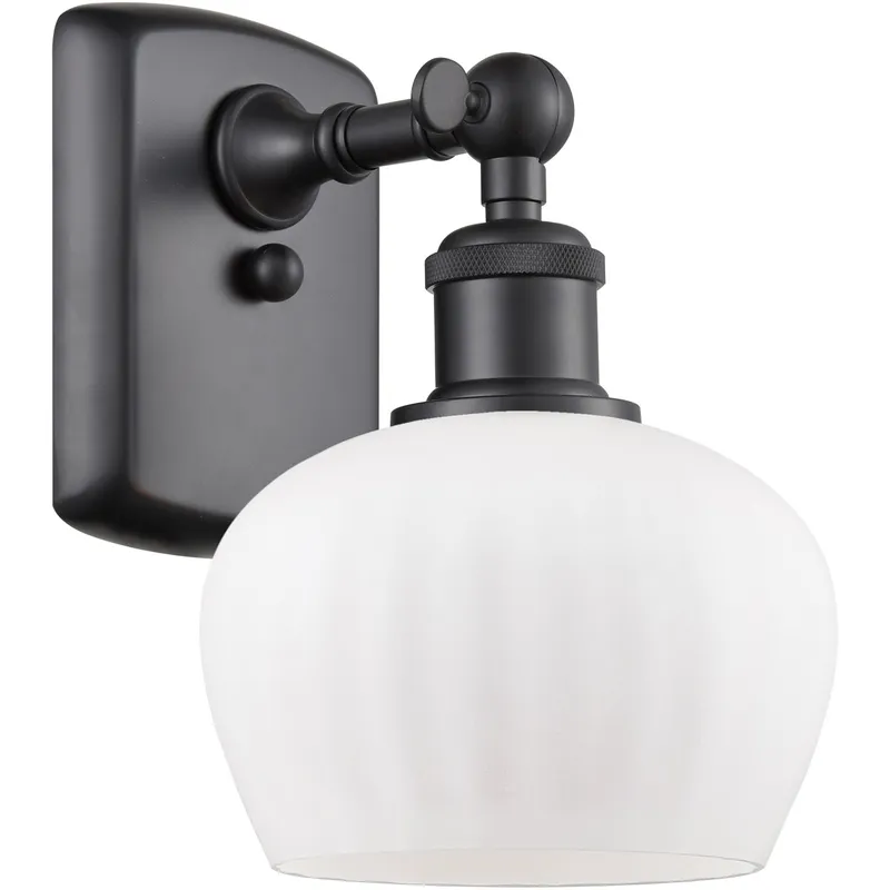 Ballston Fenton LED 7 inch Matte Black Sconce Wall Light in Matte White Glass, Ballston