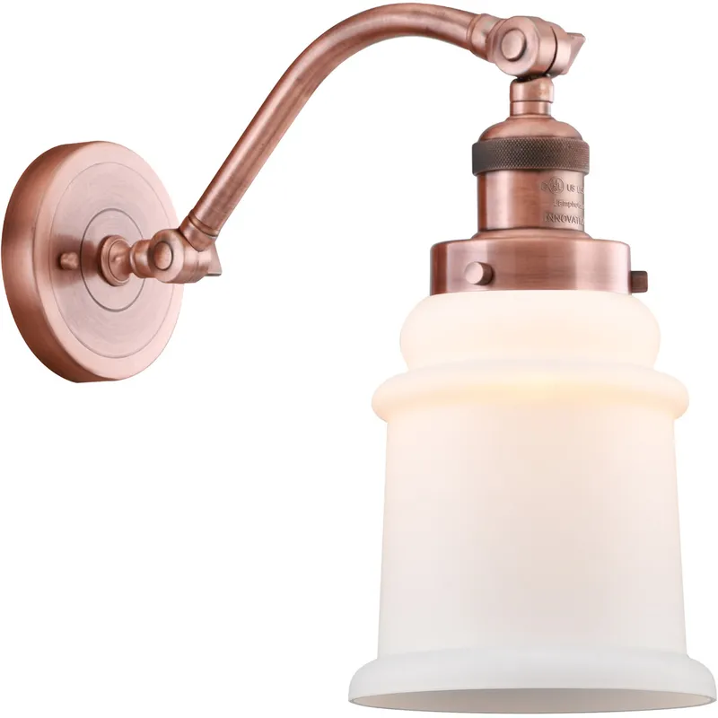 Franklin Restoration Canton 1 Light 7 inch Antique Copper Sconce Wall Light in Matte White Glass, Franklin Restoration