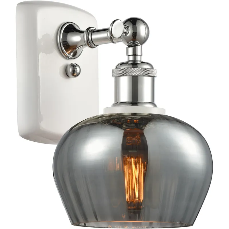 Ballston Fenton LED 7 inch White and Polished Chrome Sconce Wall Light in Plated Smoke Glass, Ballston