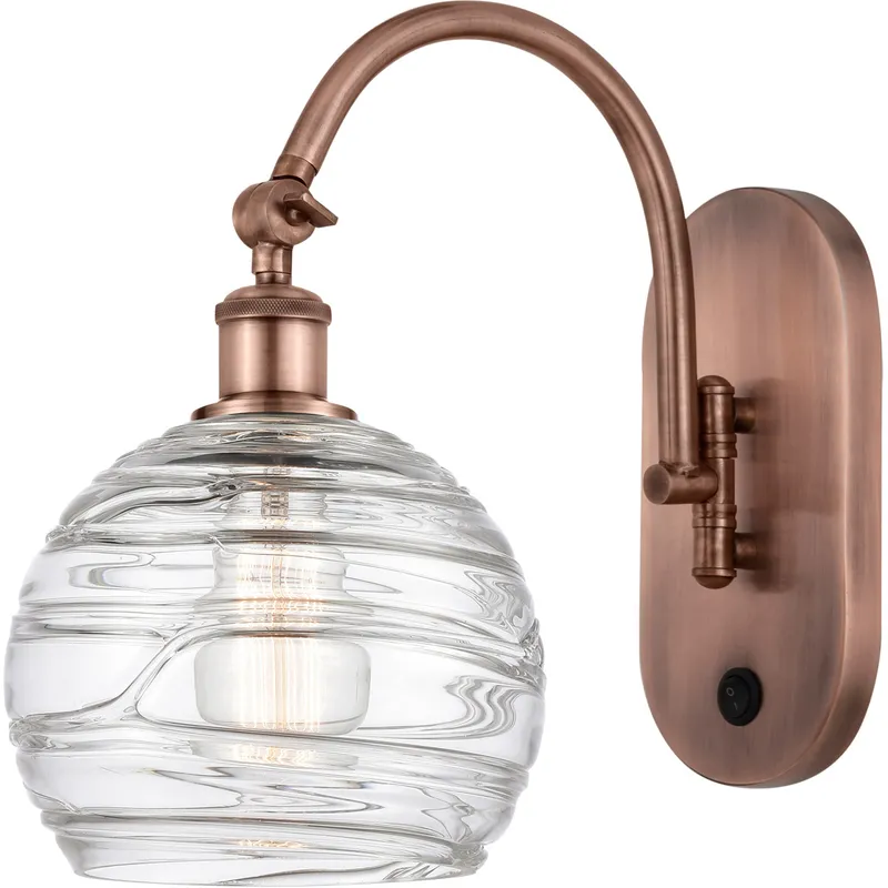 Ballston Athens Deco Swirl LED 8 inch Antique Copper Sconce Wall Light