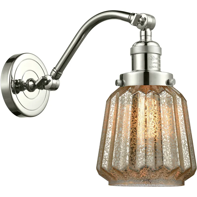 Franklin Restoration Chatham LED 6 inch Polished Nickel Sconce Wall Light in Mercury Glass, Franklin Restoration