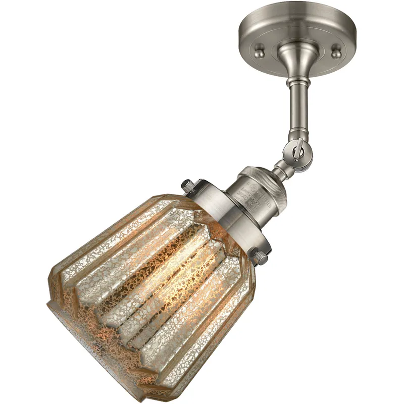 Franklin Restoration Chatham 1 Light 6 inch Brushed Satin Nickel Sconce Wall Light in Mercury Glass, Franklin Restoration