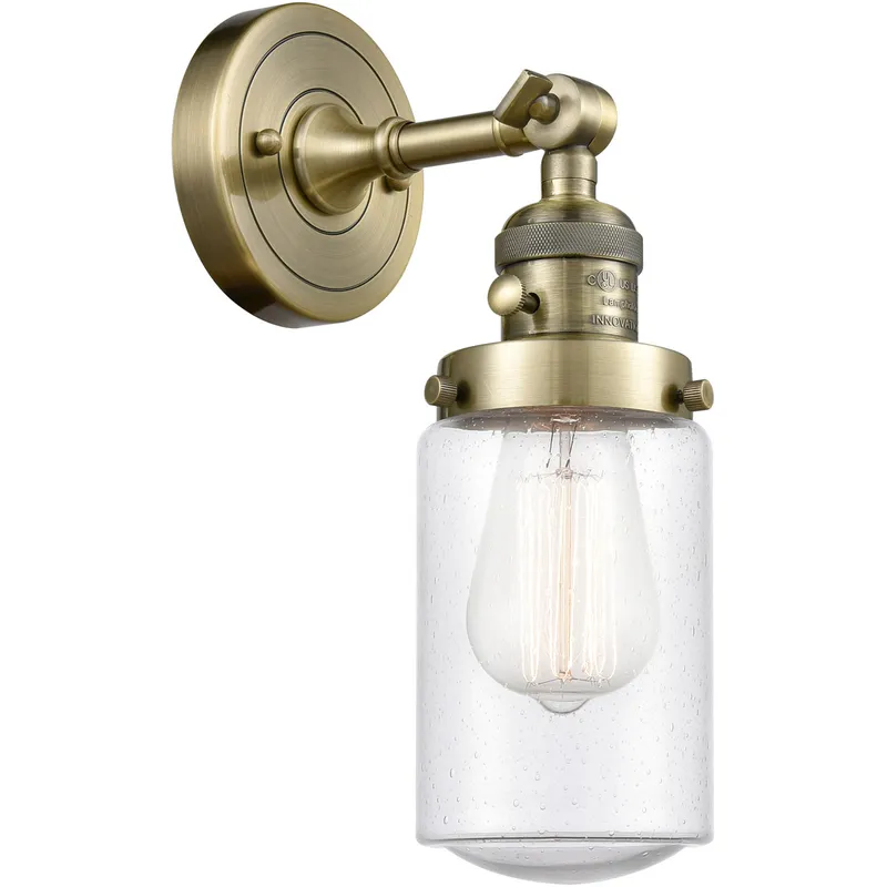 Franklin Restoration Dover 1 Light 5 inch Antique Brass Sconce Wall Light in Seedy Glass, Franklin Restoration