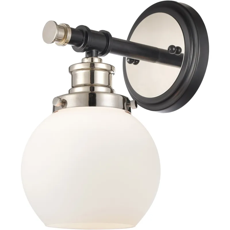 Saybrook 1 Light 6 inch Black Polished Nickel Sconce Wall Light in Matte White Glass