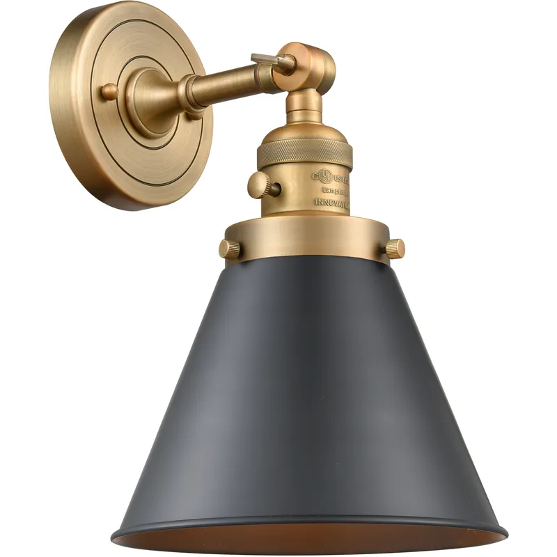 Franklin Restoration Appalachian Sconce Wall Light in Brushed Brass, Matte Black