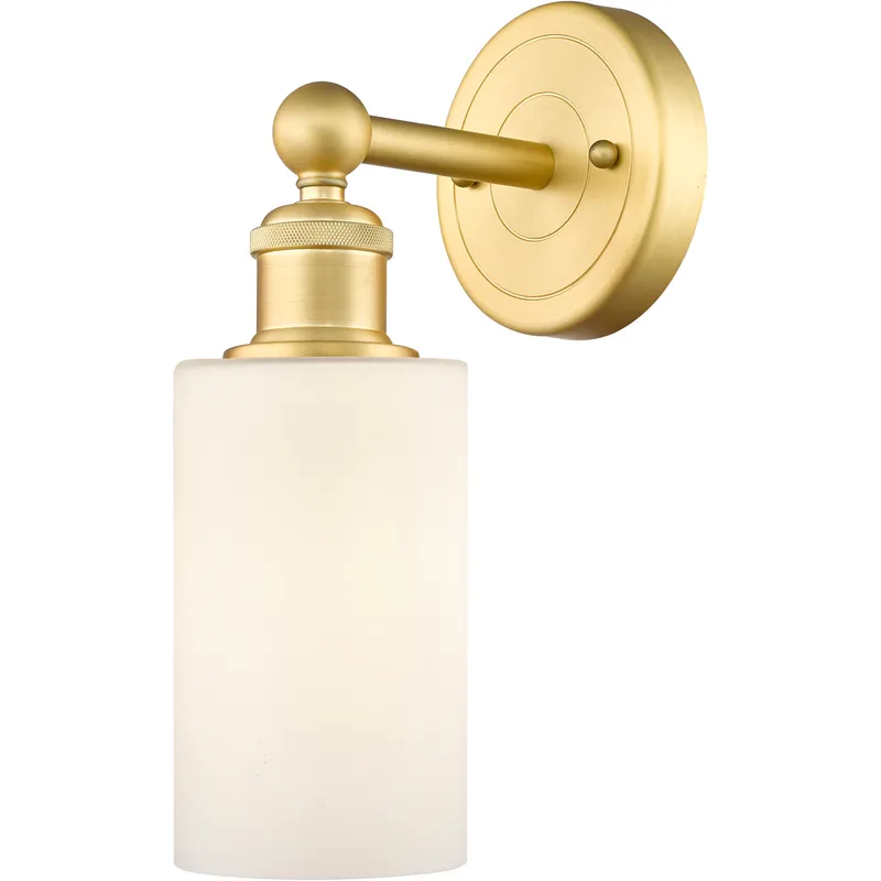 Clymer Sconce Wall Light in Satin Gold, Matte White