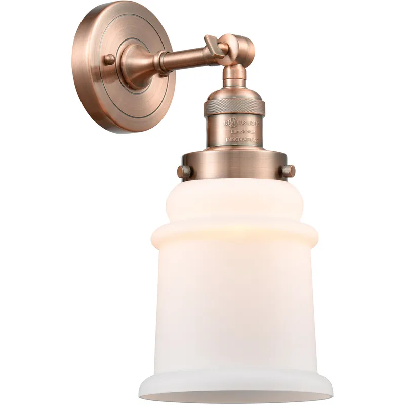 Franklin Restoration Canton LED 7 inch Antique Copper Sconce Wall Light in Matte White Glass, Franklin Restoration