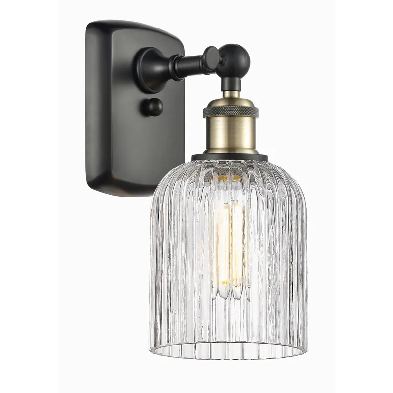 Bridal Veil Sconce Wall Light in Black Antique Brass, Clear