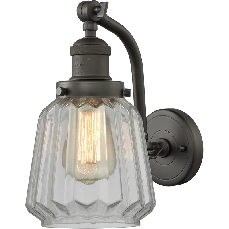 Franklin Restoration Chatham LED 6 inch Oil Rubbed Bronze Sconce Wall Light in Clear Glass, Franklin Restoration
