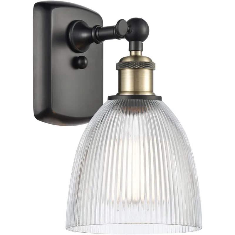Ballston Castile LED 6 inch Black Antique Brass Sconce Wall Light in Clear Glass, Ballston
