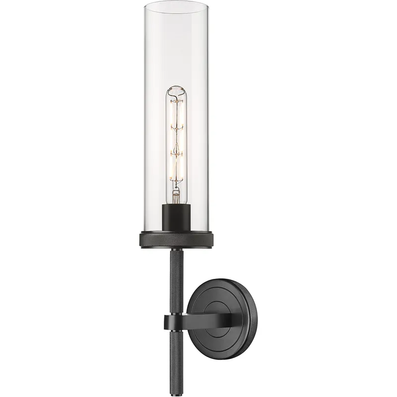 Lincoln Sconce Wall Light in Matte Black, Clear Glass