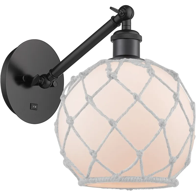 Ballston Farmhouse Rope LED 8 inch Matte Black Sconce Wall Light