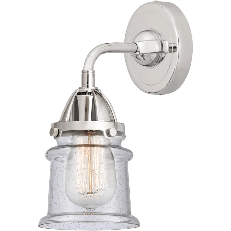 Nouveau 2 Small Canton 1 Light 5 inch Polished Chrome Sconce Wall Light in Seedy Glass