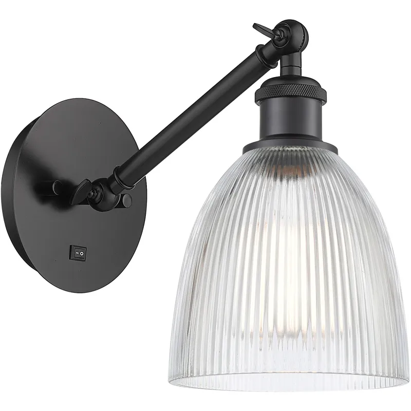Ballston Castile LED 6 inch Matte Black Sconce Wall Light in Clear Glass