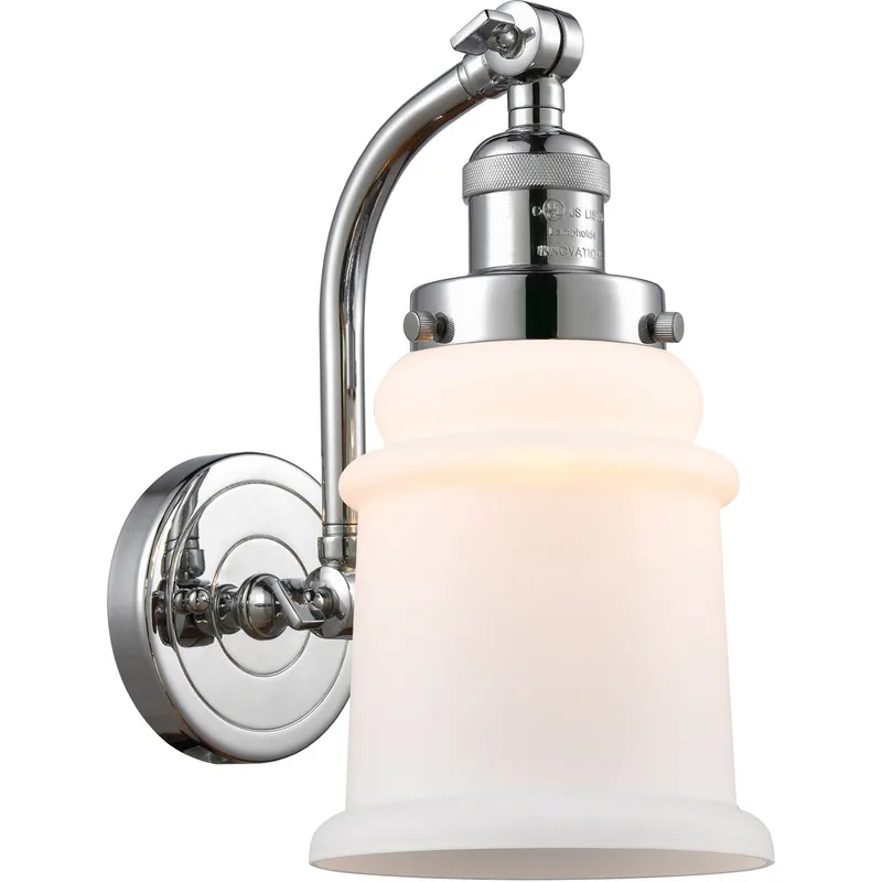 Franklin Restoration Canton 1 Light 7 inch Polished Chrome Sconce Wall Light in Matte White Glass, Franklin Restoration