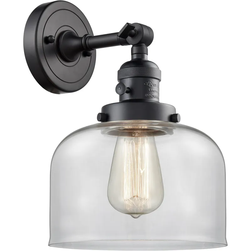 Franklin Restoration Large Bell LED 8 inch Matte Black Sconce Wall Light, Franklin Restoration