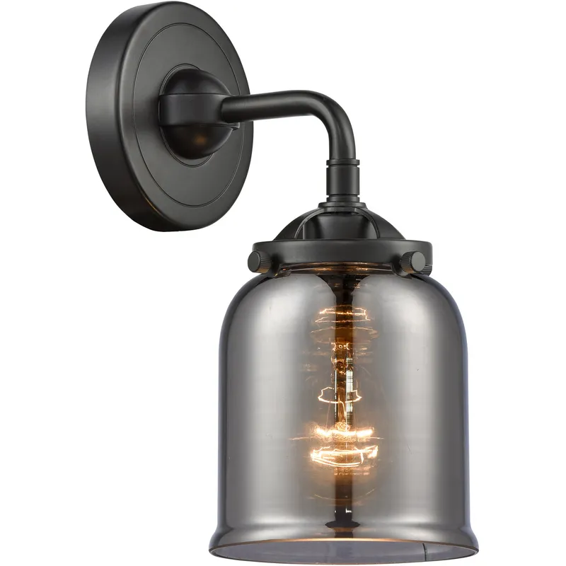 Nouveau Small Bell 1 Light 5 inch Oil Rubbed Bronze Sconce Wall Light in Light Smoke Glass, Nouveau