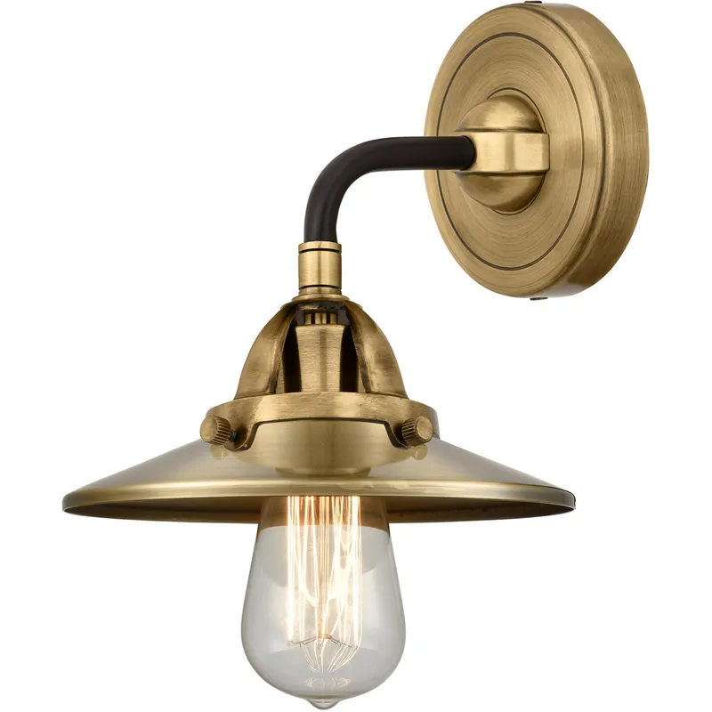 Nouveau 2 Railroad 1 Light 8 inch Black Antique Brass Sconce Wall Light