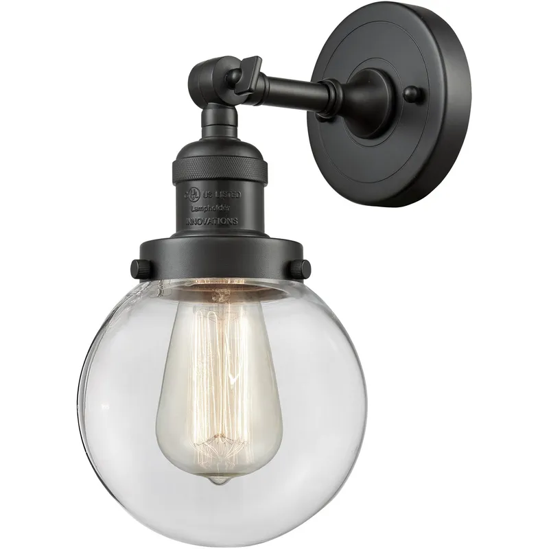 Franklin Restoration Beacon LED 6 inch Oil Rubbed Bronze Sconce Wall Light in Clear Glass, Franklin Restoration