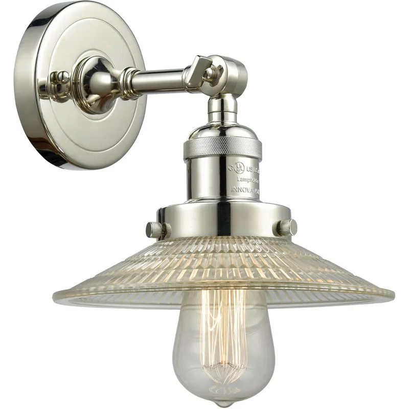 Franklin Restoration Halophane 1 Light 9 inch Polished Nickel Sconce Wall Light in Clear Halophane Glass, Franklin Restoration