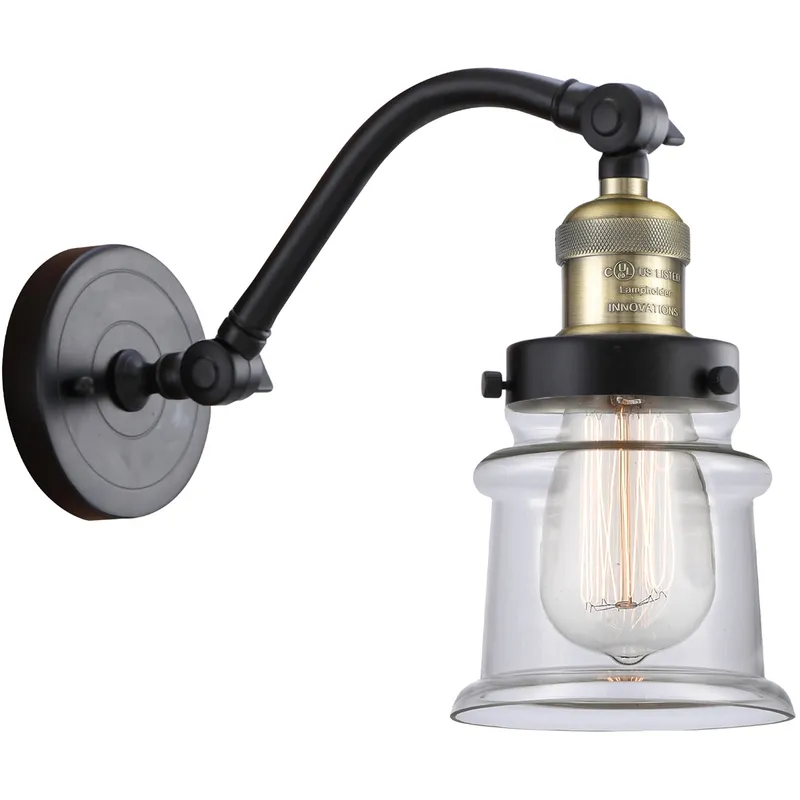 Franklin Restoration Small Canton LED 6.5 inch Black Antique Brass Sconce Wall Light in Clear Glass, Franklin Restoration