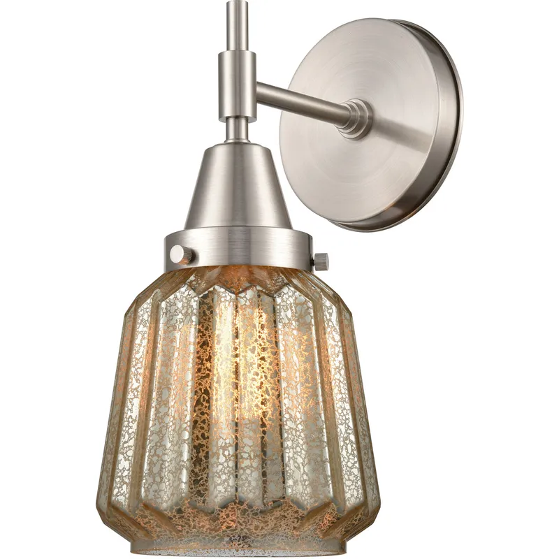 Caden LED 6.25 inch Satin Nickel Sconce Wall Light in Mercury Glass