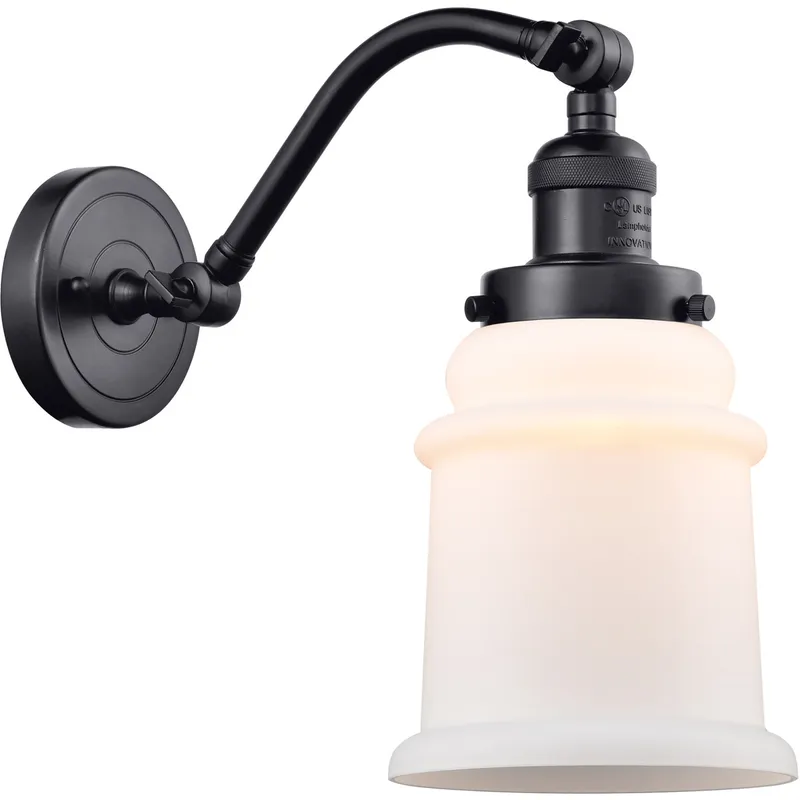 Franklin Restoration Canton 1 Light 7 inch Matte Black Sconce Wall Light in Matte White Glass, Franklin Restoration