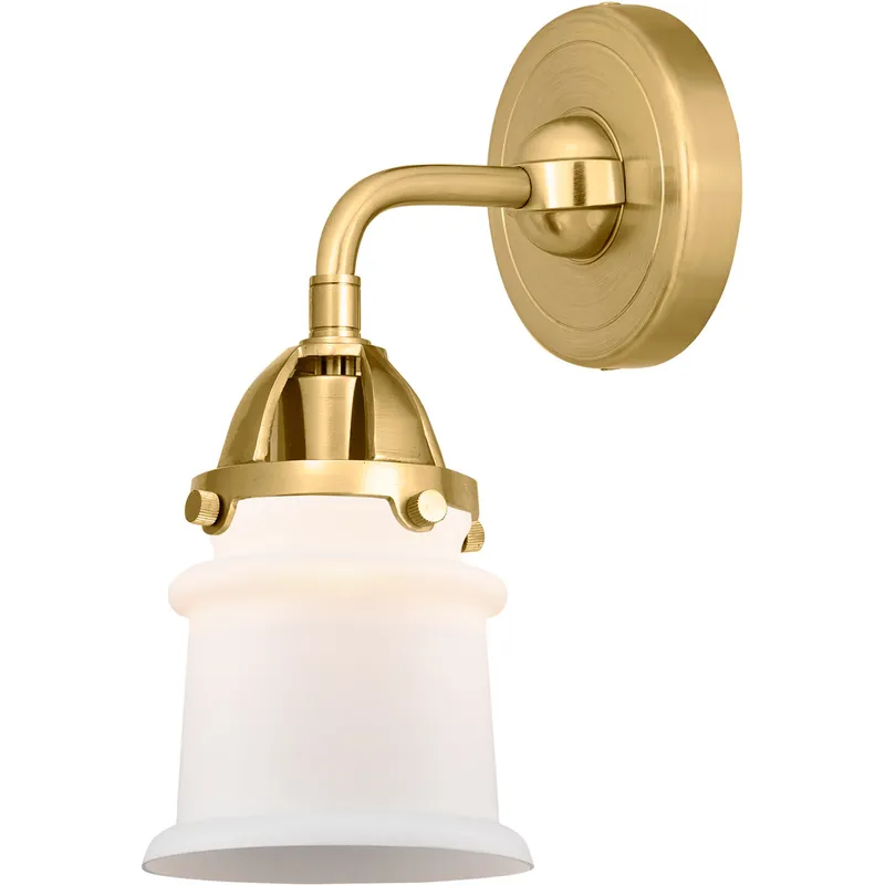 Nouveau 2 Small Canton 1 Light 5 inch Satin Gold Sconce Wall Light in Matte White Glass