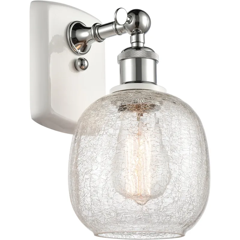 Ballston Belfast LED 6 inch White and Polished Chrome Sconce Wall Light in Clear Crackle Glass, Ballston
