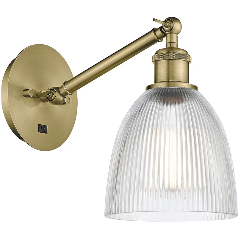 Ballston Castile LED 6 inch Antique Brass Sconce Wall Light in Clear Glass