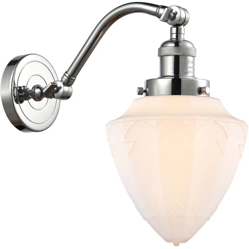 Franklin Restoration Bullet LED 7 inch Polished Chrome Sconce Wall Light in Matte White Glass
