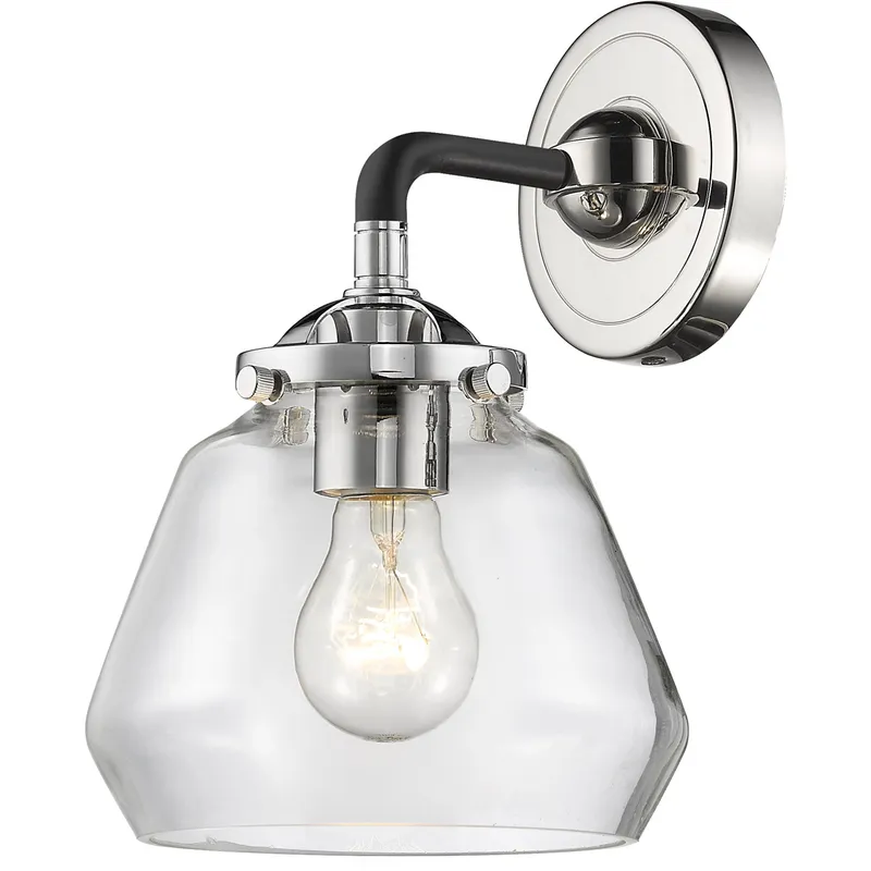 Nouveau Fulton 1 Light 7 inch Black Polished Nickel Sconce Wall Light in Clear Glass, Nouveau