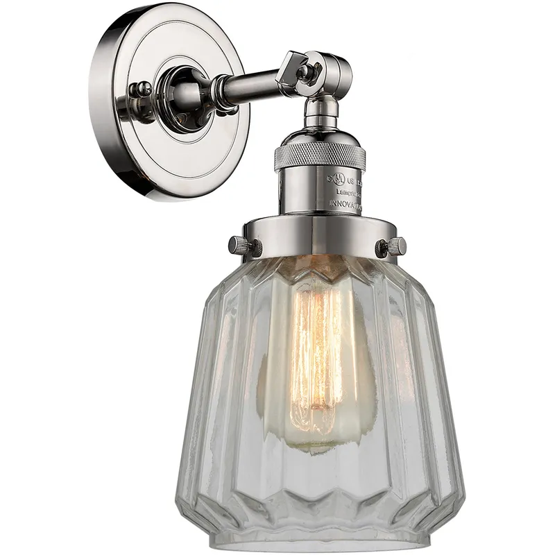 Franklin Restoration Chatham 1 Light 6 inch Polished Nickel Sconce Wall Light in Clear Glass, Franklin Restoration