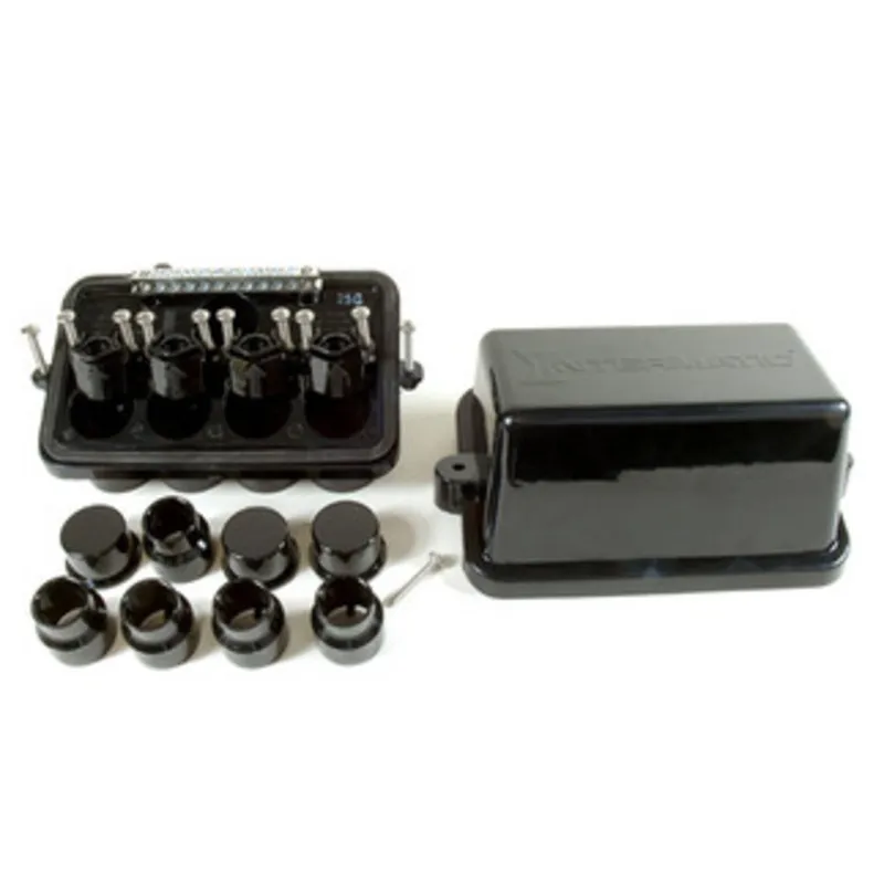 Swimming Pool Junction Box, 2 Gang, (5) 1/2 - 1" Hubs, 5" Deep, Plastic, Black