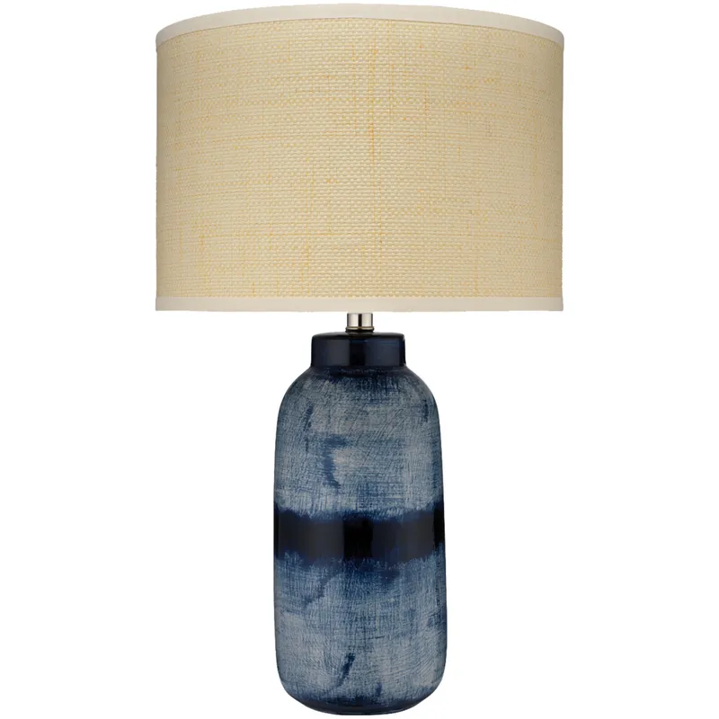 Batik 25 inch 150 watt Indigo Table Lamp Portable Light in Raffia