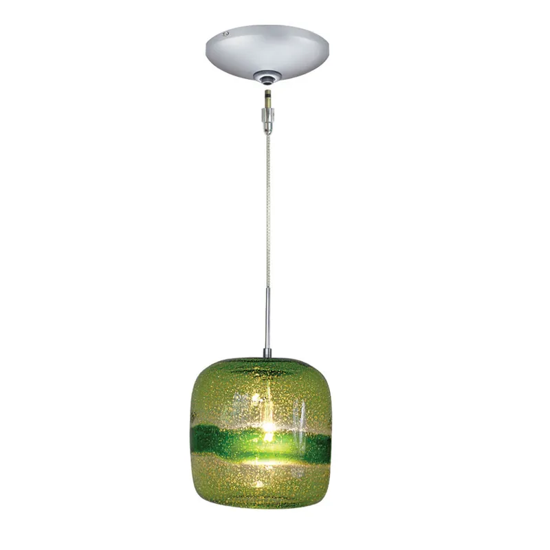 Envisage Vi 1 Light 7.5 inch Satin Nickel Mini Pendant Ceiling Light in Envisage Green