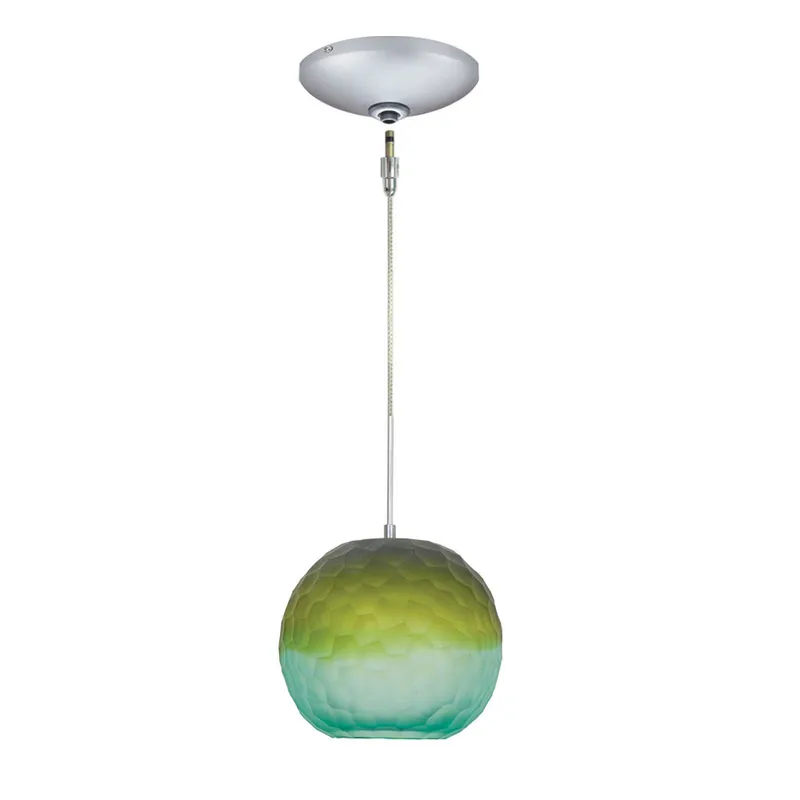 Envisage VI 1 Light 8 inch Satin Nickel Mini Pendant Ceiling Light in Chiseled Blue Green